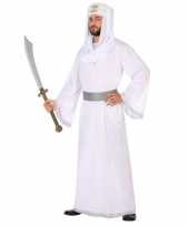 Carnaval feest arabische strijder prins hassan verkleedcarnavalpak wit zilver voor heren