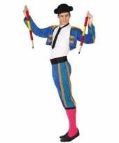 Carnaval feest matador stierenvechter verkleedcarnavalpak blauw voor dames heren