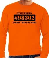 Carnavalpak bad boy ward boeven gevangenen sweater oranje heren