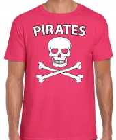 Carnavalpak fout piraten shirt roze heren