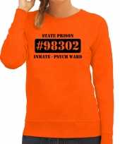 Carnavalpak psych ward boeven gevangenen sweater oranje dames