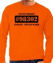 Carnavalpak psych ward boeven gevangenen sweater oranje heren