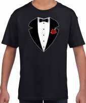 Gangster maffia pak carnavalpak t shirt zwart voor kinderen