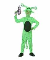 Groen alien carnavalpak met space gun maat 116
